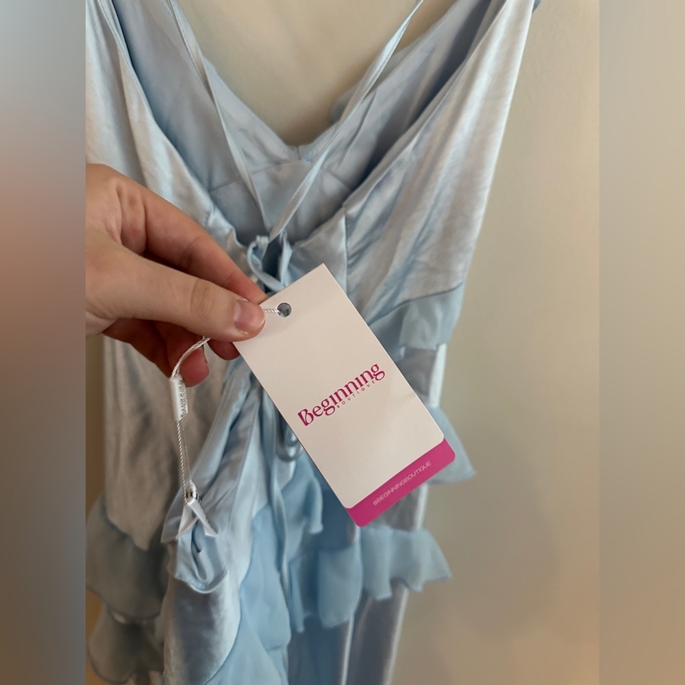 Beginning Boutique Inara Blue Ruffle Maxi Dress - Size 12 - Picture 15 of 16